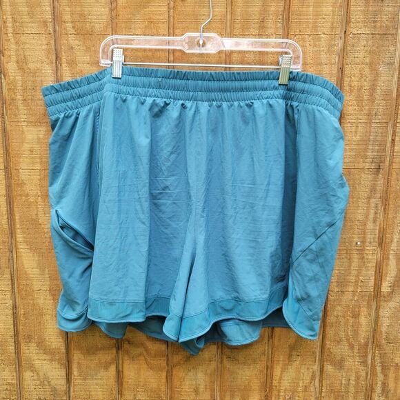 Athleta Mesh Racer Run Shorts Teal/Green Womens Size 3X - Picture 1 of 8